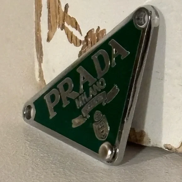 Prada Women's Upcycled Pendant in Dark Green and Silver - Picture 5 of 7